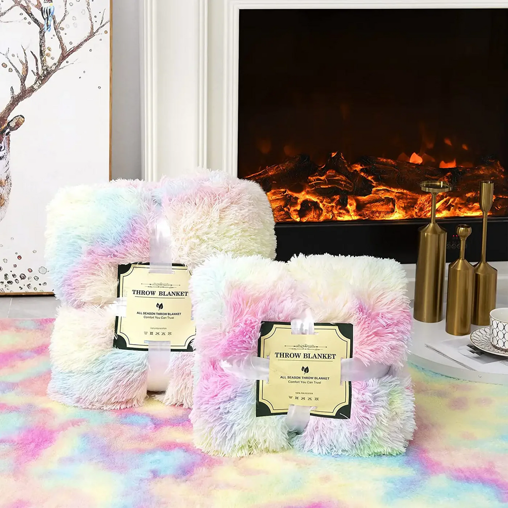 Soft Fuzzy Rainbow Blanket