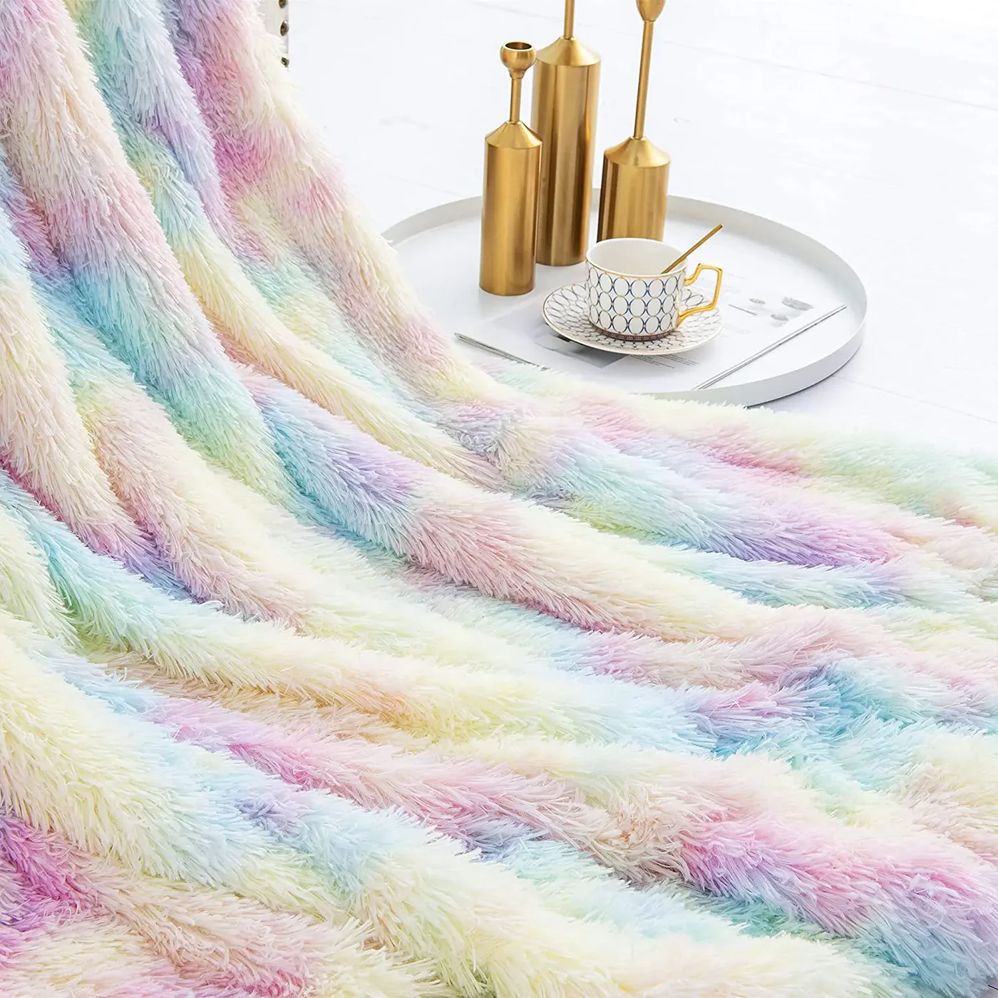 Soft Fuzzy Rainbow Blanket