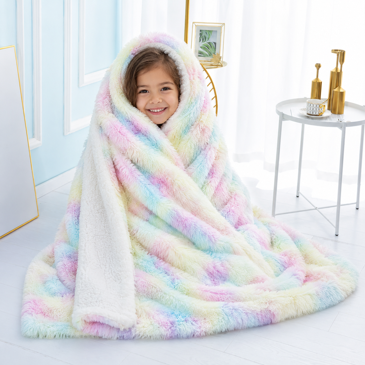 Soft Fuzzy Rainbow Blanket