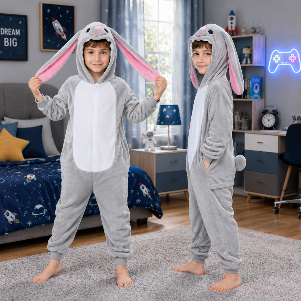 Munchkin Grey Rabbit Onesie